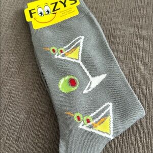 FOOZYS Gray Martini Crew Socks Mens shoe size 6-12 NWT